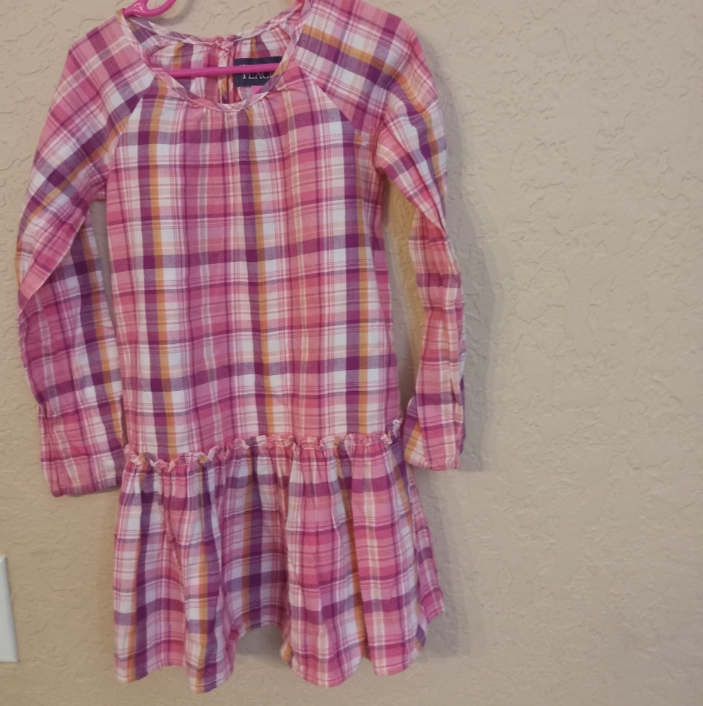 🍁Pink,white,purple,light pink plaid  long sleeve dress The Children's Place 4t